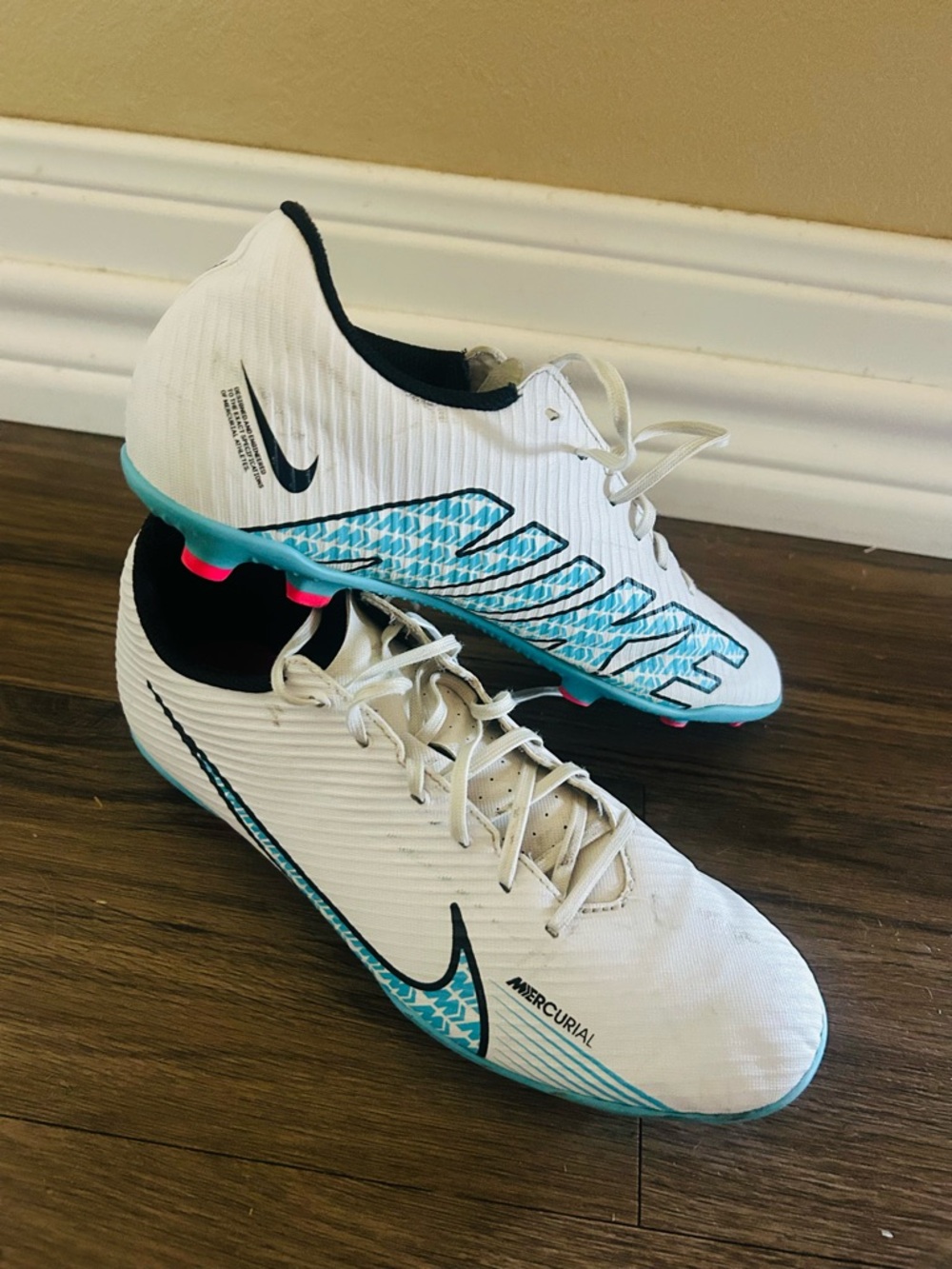 Women’s Nike White Teal Pink Mercurial Soccer Cleats